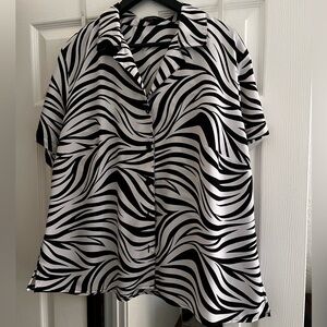 Vintage Zebra Print Button-Up Shirt